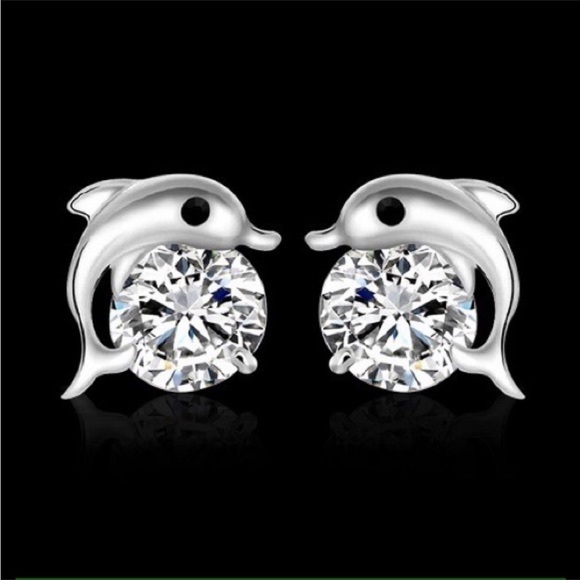 Silver Dolphin Earrings Nwt - Picture 2 of 7